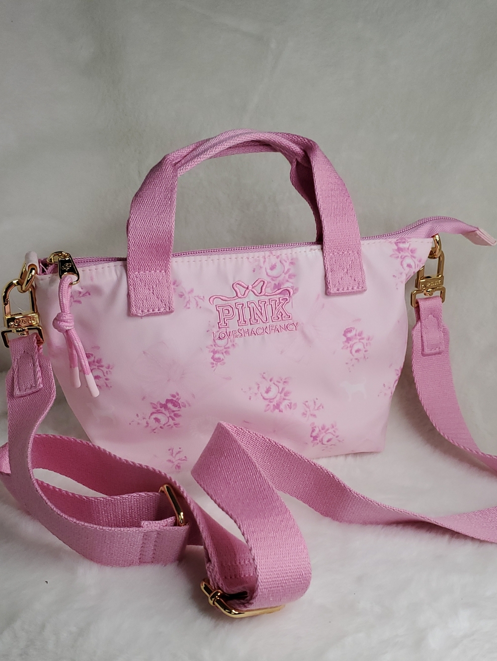 LoveShackFancy Pink Floral Mini Crossbody Bag